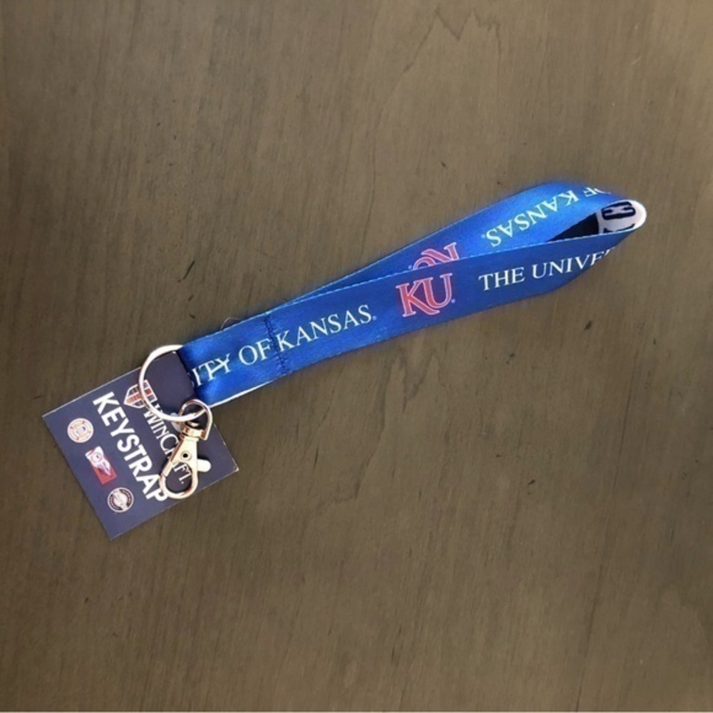 Wincraft University Of Kansas Keystrap Blue White Reversible Lanyard Keychain